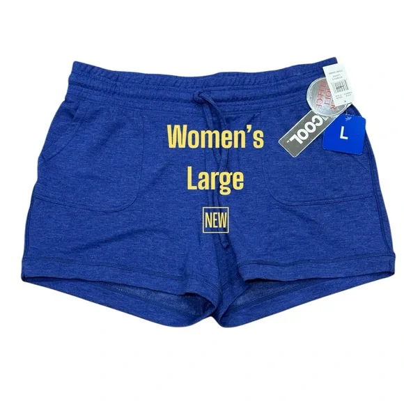 Women’s 32 Degrees Large 12 14 Shorts Fleece Heather Blue Drawstring PullOn NWT - Picture 2 of 8